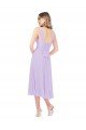 Affordable Draped Midi Length Chiffon Cocktail Bridesmaid Dress with Ruched Bodice UK