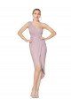 Affordable High Low One Shoulder Ruffles V-Neck Chiffon Wrap Bridesmaid Dress / Formal Prom Dress UK