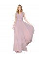 Affordable Draped V-Neck Long Chiffon Bridesmaid Dress / Formal Prom Dress with Shirred Bodice UK