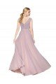 Affordable Draped V-Neck Long Chiffon Bridesmaid Dress / Formal Prom Dress with Shirred Bodice UK