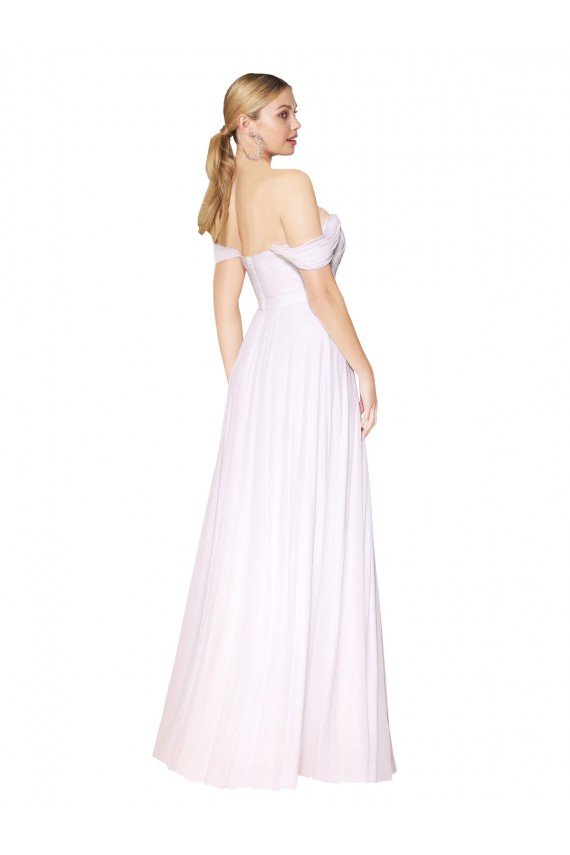 Affordable Off the Shoulder Long Full Length Chiffon Bridesmaid Dress / Formal Prom Dress UK