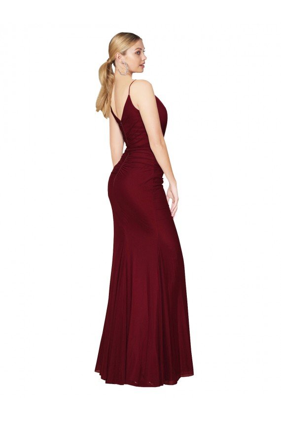 Affordable Floor Length High Neck Chiffon Bridesmaid Dress / Formal Prom Dress with Side Slit UK