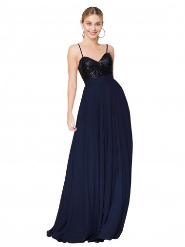 Affordable Sweetheart High Neck Sequin Top Long Chiffon Bridesmaid Dress / Prom Dress UK