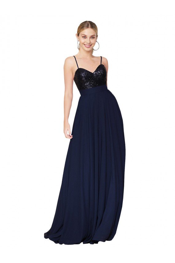 Affordable Sweetheart High Neck Sequin Top Long Chiffon Bridesmaid Dress / Prom Dress UK