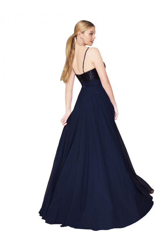 Affordable Sweetheart High Neck Sequin Top Long Chiffon Bridesmaid Dress / Prom Dress UK