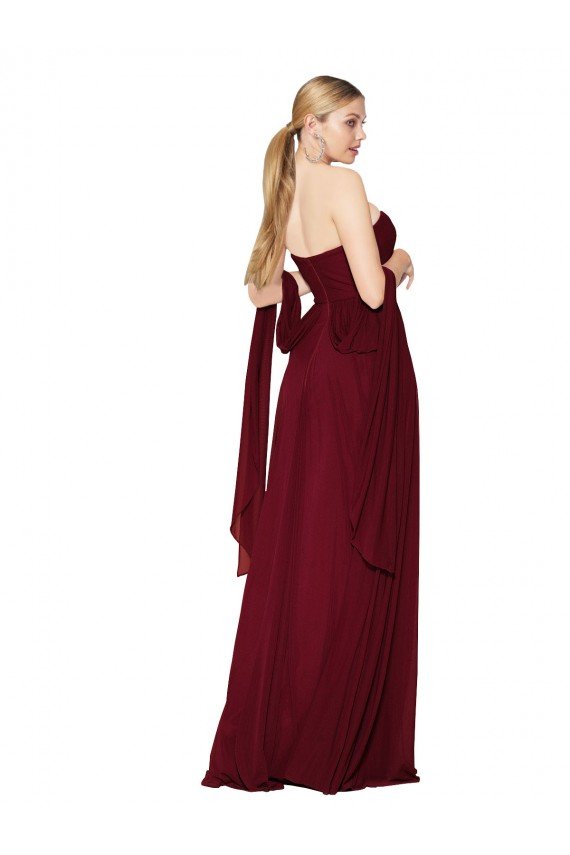 Affordable Draped Strapless Long A-Line Chiffon Bridesmaid Dress / Formal Prom Dress UK