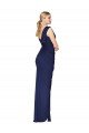 Affordable Draped V-Neck Long Chiffon Bridesmaid Dress / Formal Prom Dress with Front Slit UK