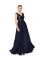 Affordable High Neck V-Neck Long Chiffon Bridesmaid Dress / Prom Dress with Sequin Top UK