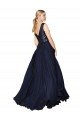 Affordable High Neck V-Neck Long Chiffon Bridesmaid Dress / Prom Dress with Sequin Top UK