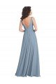 Affordable Faux Surplice Bodice Long Chiffon Bridesmaid Dress with V-Neckline UK