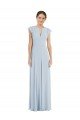 Affordable Flutter Sleeve V Keyhole Chiffon Maxi Formal Bridesmaid Dress UK