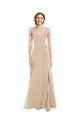 Affordable Faux Wrap Criss Cross Back Maxi Bridesmaid Dress with Front Slit UK