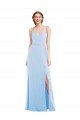 Affordable Tie Back Cutout Maxi Formal Bridesmaid Dress with Front Slit UK