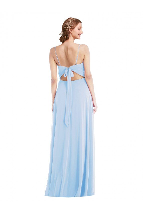 Affordable Tie Back Cutout Maxi Formal Bridesmaid Dress with Front Slit UK