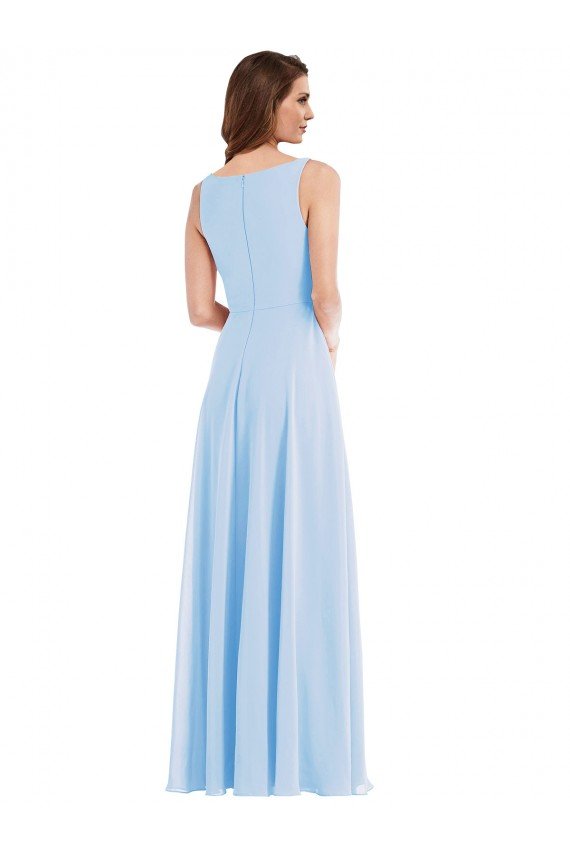 Affordable Deep V-Neck Chiffon Maxi Bridesmaid Dress UK