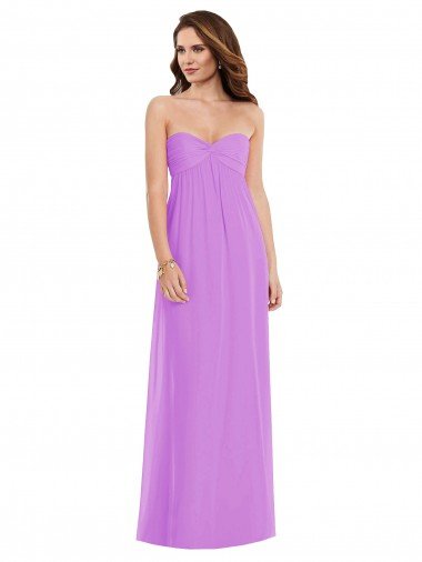 Affordable Empire Waist Twist Shirred Strapless Bridesmaid Dress UK