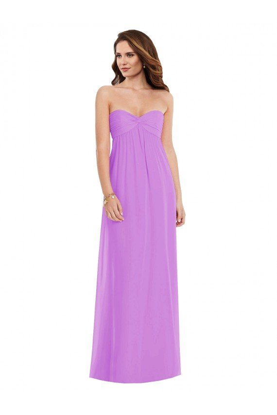 Affordable Empire Waist Twist Shirred Strapless Bridesmaid Dress UK