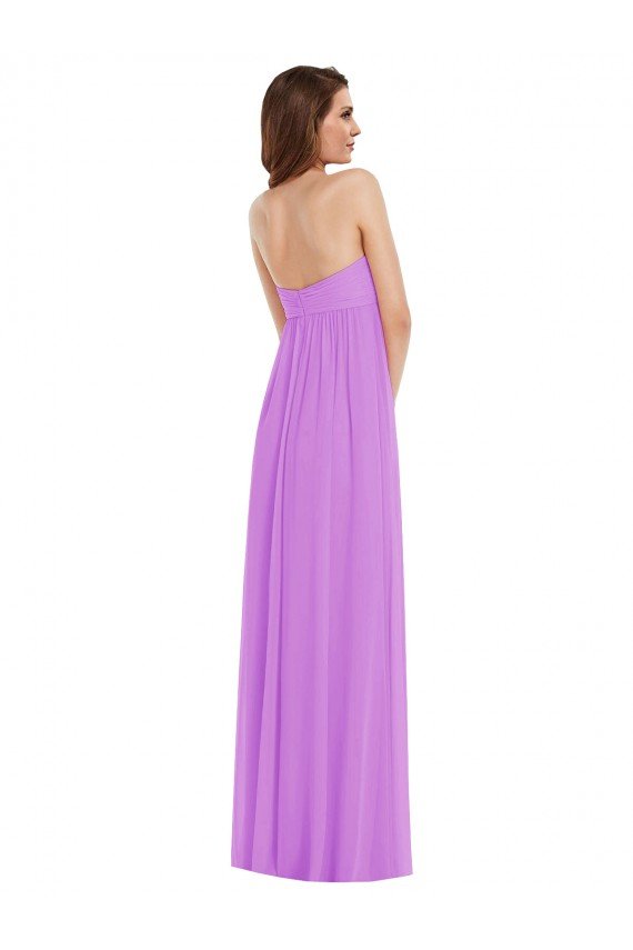 Affordable Empire Waist Twist Shirred Strapless Bridesmaid Dress UK