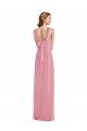 Affordable Draped Chiffon Grecian Column Bridesmaid Dress with Front Slit UK