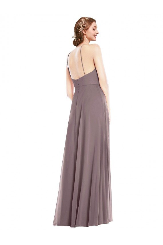 Affordable Diamond Halter Maxi Formal Bridesmaid Dress with Front Slit UK