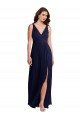 Affordable Deep V-Neck Chiffon Maxi Bridesmaid Dress with Front Slit UK