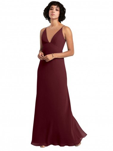 Affordable Notched Neckline Empire Waist Chiffon Slip Bridesmaid Dress UK