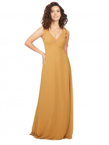 Affordable Boho Chiffon Bridesmaid Dress with Tied Straps UK