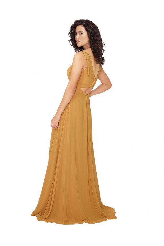 Affordable Boho Chiffon Bridesmaid Dress with Tied Straps UK