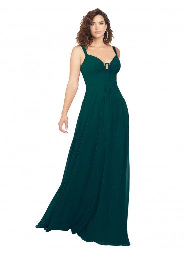 Affordable Tied Bodice Sweetheart V-Neck Chiffon Bridesmaid Dress UK