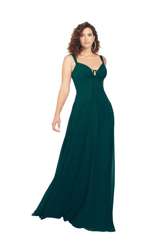 Affordable Tied Bodice Sweetheart V-Neck Chiffon Bridesmaid Dress UK