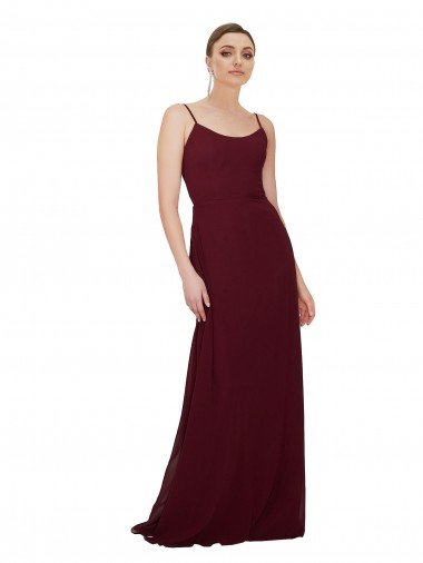 Affordable Scoop Neck Tied Keyhole Back Chiffon Bridesmaid Dress UK