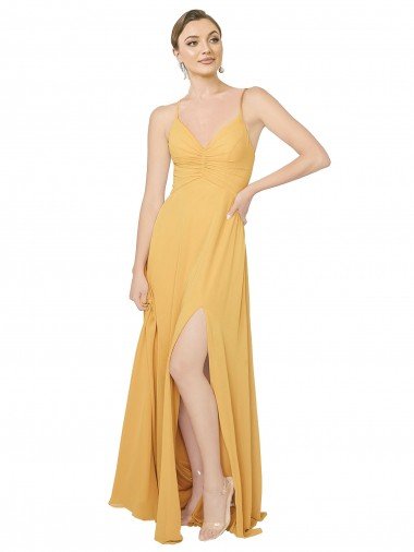 Affordable Ruched Chiffon Bridesmaid Dress with Tie Back Detail UK