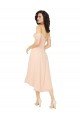 Affordable Cold Shoulder Midi Length Short Chiffon Bridesmaid Dress UK