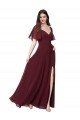 Affordable Chiffon Flutter Sleeve Sweetheart Bridesmaid Dress UK