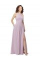 Affordable High-Halter Chiffon Bridesmaid Dress with Keyhole Cowl Back UK