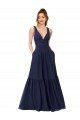 Affordable Floor Length Deep V-Neck Ruched Chiffon Long Bridesmaid Dress UK