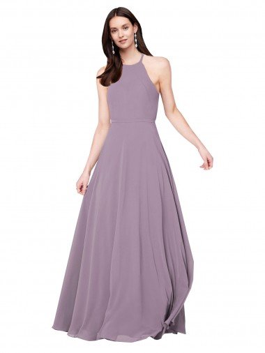 Affordable Floor Length Long Chiffon Bridesmaid Dress with Double Bow Feature UK