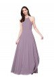 Affordable Floor Length Long Chiffon Bridesmaid Dress with Double Bow Feature UK