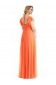 Affordable Flutter Sleeves Scoop Open Back Chiffon Maxi Bridesmaid Dress UK