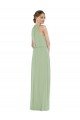 Affordable High Neck Scarf Tie Blouson Bodice Maxi Bridesmaid Dress with Front Slit UK