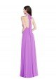 Affordable Halter Backless Maxi Formal Bridesmaid Dress with Button Ruffle Placket UK