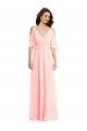 Affordable Cold Shoulder Draped Wrap Maxi Bridesmaid Dress UK