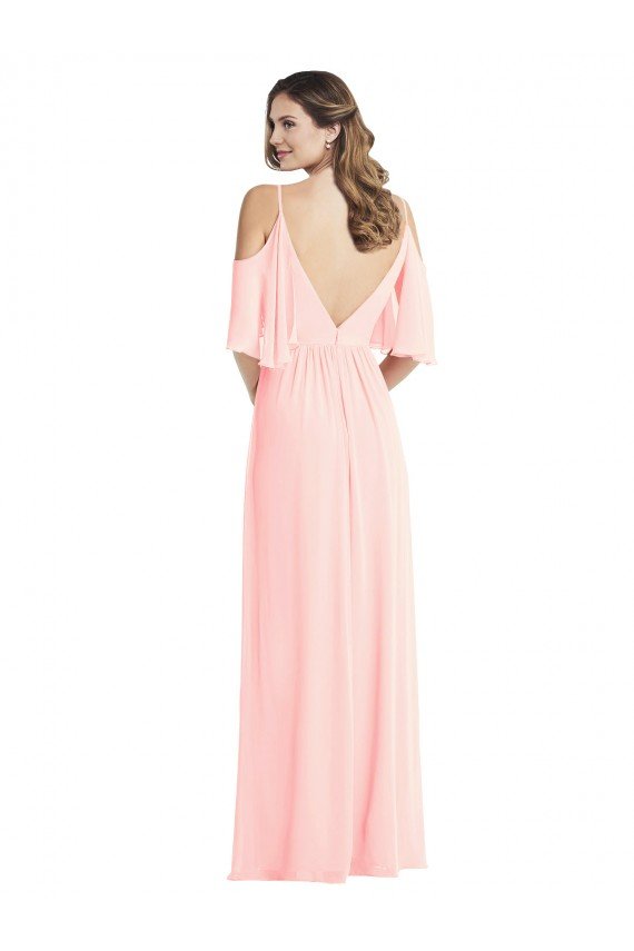 Affordable Cold Shoulder Draped Wrap Maxi Bridesmaid Dress UK