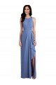 Affordable Sleeveless Chiffon Bridesmaid Dress with Draped Front Slit UK