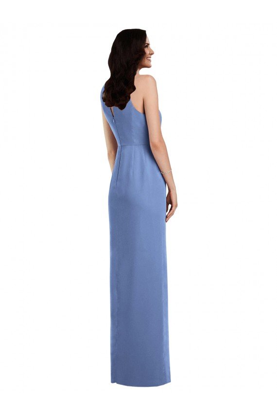 Affordable Sleeveless Chiffon Bridesmaid Dress with Draped Front Slit UK