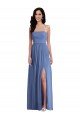 Affordable Slim Spaghetti Straps Chiffon Bridesmaid Dress with Front Slit UK