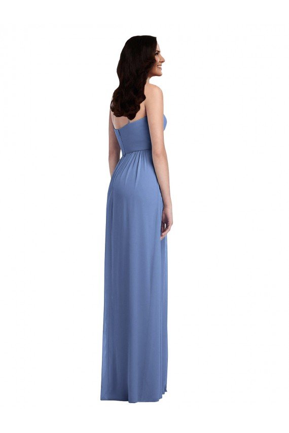 Affordable Slim Spaghetti Straps Chiffon Bridesmaid Dress with Front Slit UK