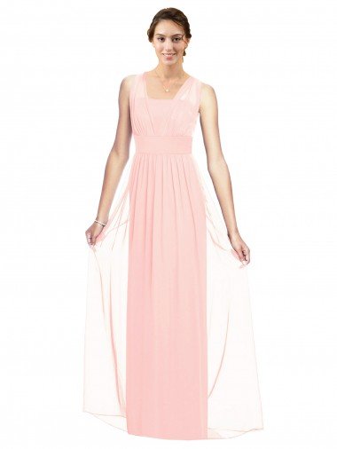 Affordable V-Neck Full Length Chiffon Bridesmaid Dress UK