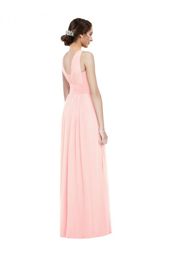 Affordable V-Neck Full Length Chiffon Bridesmaid Dress UK