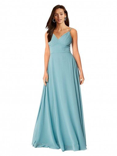 Affordable Draped Empire V-Neck Chiffon Bridesmaid Dress UK